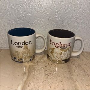 Starbucks Coffee Set of Two Espresso Demitasse 3fl. Oz England & London Cups